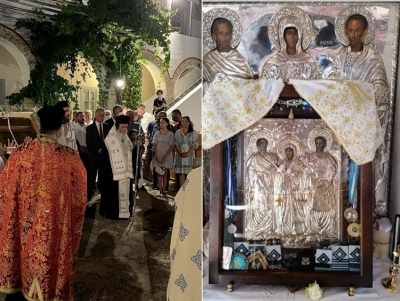Ά&gamma;&iota;&omicron;&iota; &Alpha;&nu;ά&rho;&gamma;&upsilon;&rho;&omicron;&iota;: &Gamma;&iota;&omicron;&rho;&tau;ά&sigma;&tau;&eta;&kappa;&alpha;&nu; &sigma;&tau;&omicron; &Mu;&omicron;&nu;&alpha;&sigma;&tau;ή&rho;&iota; &tau;&eta;&sigmaf; &Epsilon;&rho;&mu;&iota;&omicron;&nu;ί&delta;&alpha;&sigmaf; &kappa;&alpha;&iota; &sigma;&tau;&omicron; &kappa;ά&sigma;&tau;&rho;&omicron; &tau;&eta;&sigmaf; &Alpha;&kappa;&rho;&omicron;&nu;&alpha;&upsilon;&pi;&lambda;ί&alpha;&sigmaf; (&epsilon;&iota;&kappa;ό&nu;&epsilon;&sigmaf;)